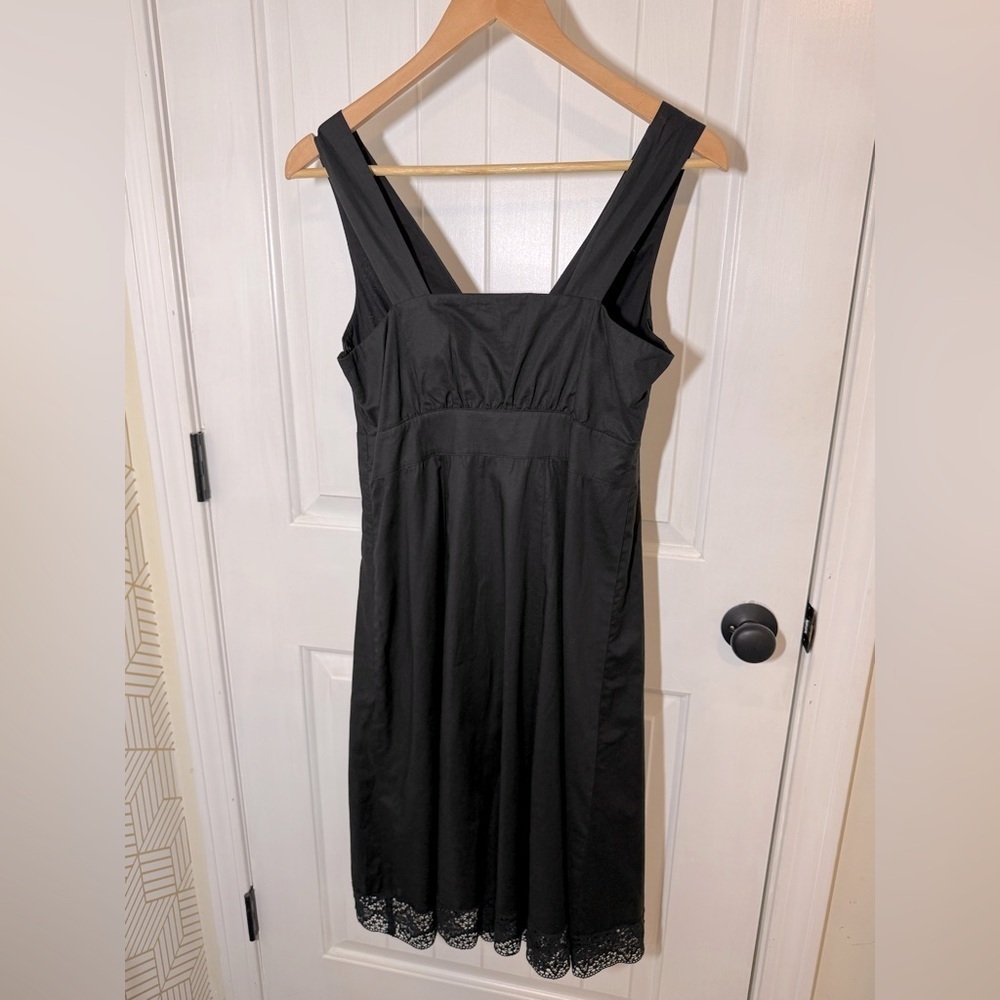 Garnet Hill 100% cotton little black sleeveless dress. - Picture 2 of 8